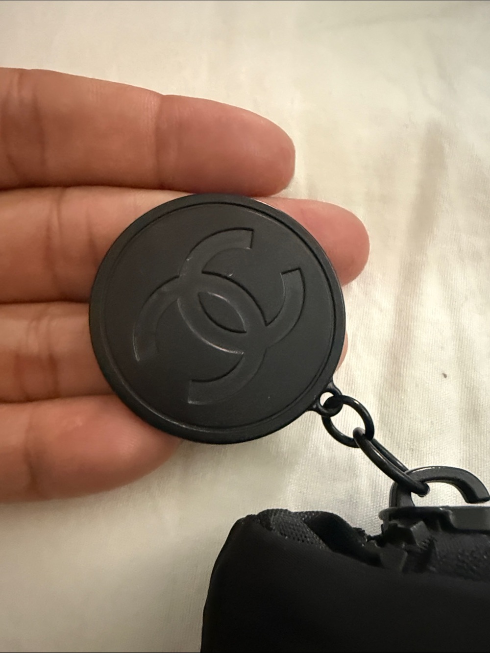 CHANEL Black Quilted Toiletry Pouch with White CC Logo - Picture 2 of 9